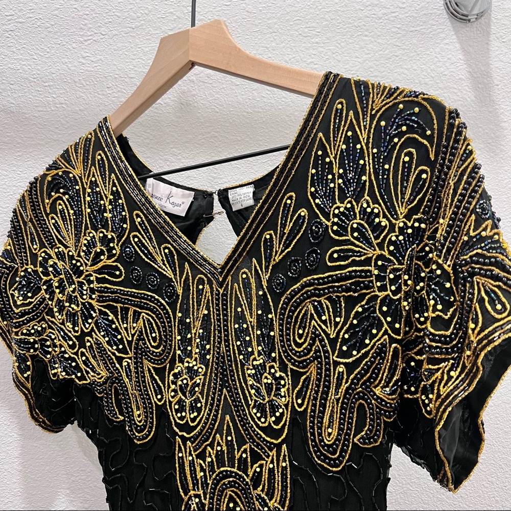 Vintage Laurence Kazar Hand Beaded Dress